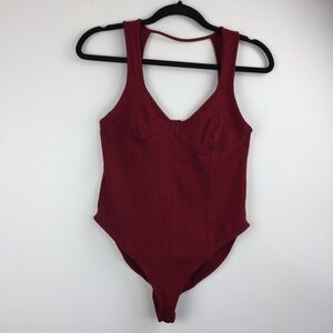 Forever 21 Bodysuit Womens Medium Wine Red Heavyweight Adjustable Straps